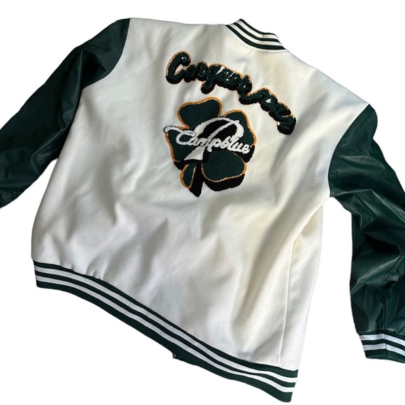 Men’s Faux Leather Bomber Varsity Jacket (XL) - Picture 5 of 6